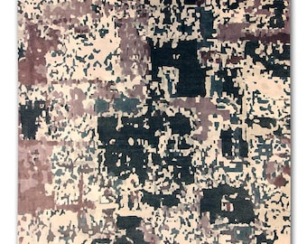 9x12 Abstract Wool Rug: Modern Textured Statement Piece