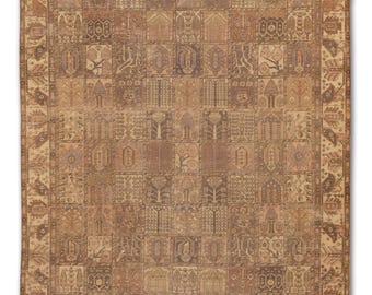 Vintage Bakhtiari Wool Rug: Persian Garden Patchwork, Floral & Geometric