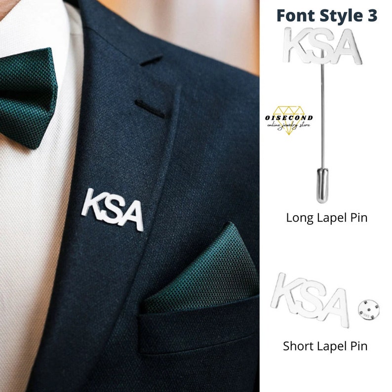 Personalized Lapel Pin Initial Name Silver Lapel Pin Men Etsy