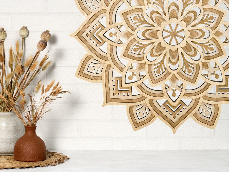 Mandala Wood Wall Art Handmade Home Decor Floral Wall Art Etsy
