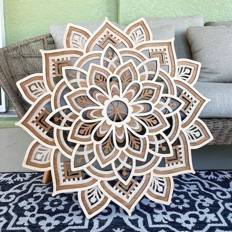 Mandala Wood Wall Art Handmade Home Decor Floral Wall Art Etsy