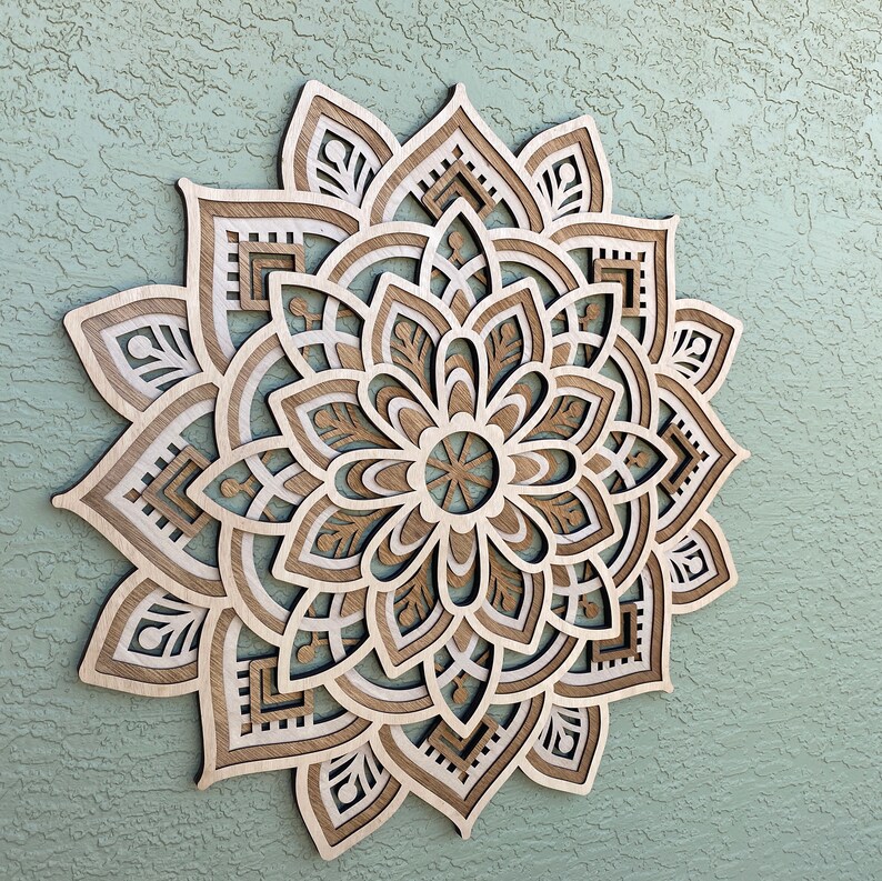 Mandala Wood Wall Art Handmade Home Decor Floral Wall Art Etsy