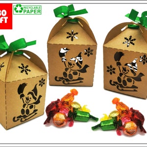 Coffret cadeau de Noël Snowman - Emballage du produit - Boîte de faveur - Coffret cadeau - Point de vente - Carton Kraft brun