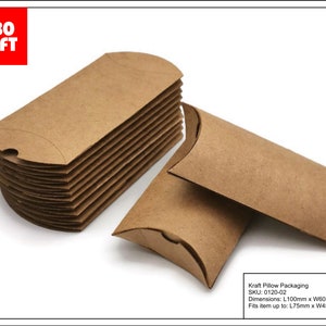 Cajas almohada de cartón kraft marrón - Empaquetado del producto - Caja de regalos - Caja de regalo - Punto de venta