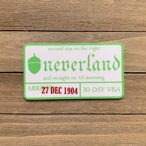 Neverland passport sticker vinyl sticker || Peter Pan inspired