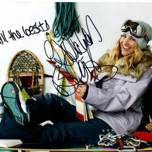Gretchen Bleiler firmó autografiada con foto olímpica de snowboarder 8x10