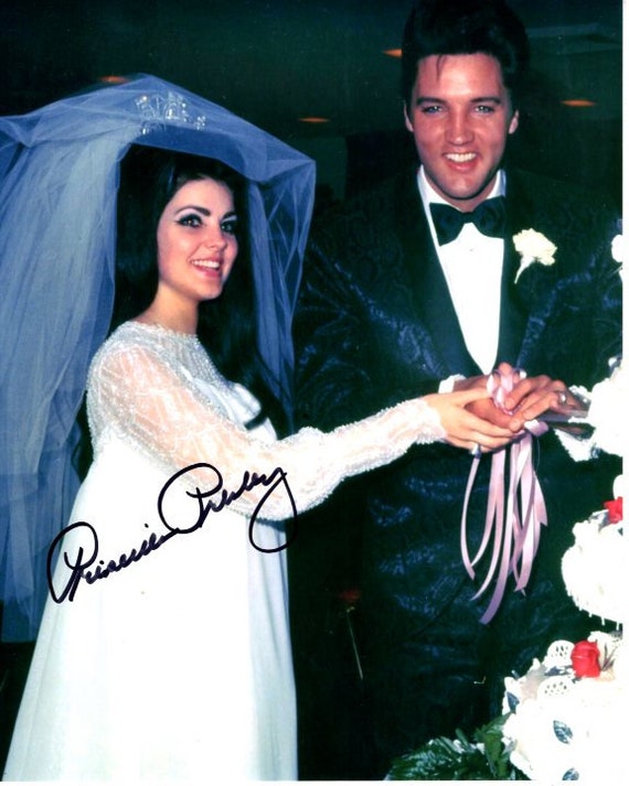 Priscilla Presley Signed Autographed 8x10 Elvis Wedding Photo