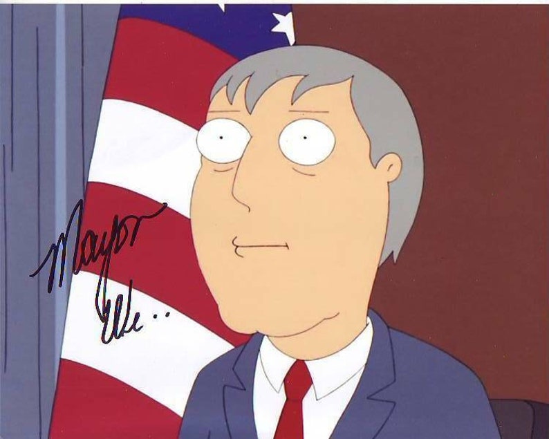 Adam west signed autographed family guy mayor 8x10 photo .br Adam west signed autographed family guy mayor 8x10 photo .br