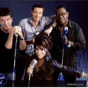 Ryan Seacrest, Paula Abdul and Randy Jackson signed autographed 8x10 american idol photo