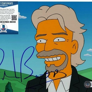 Richard Branson signed 8x10 the simpsons photo beckett bas