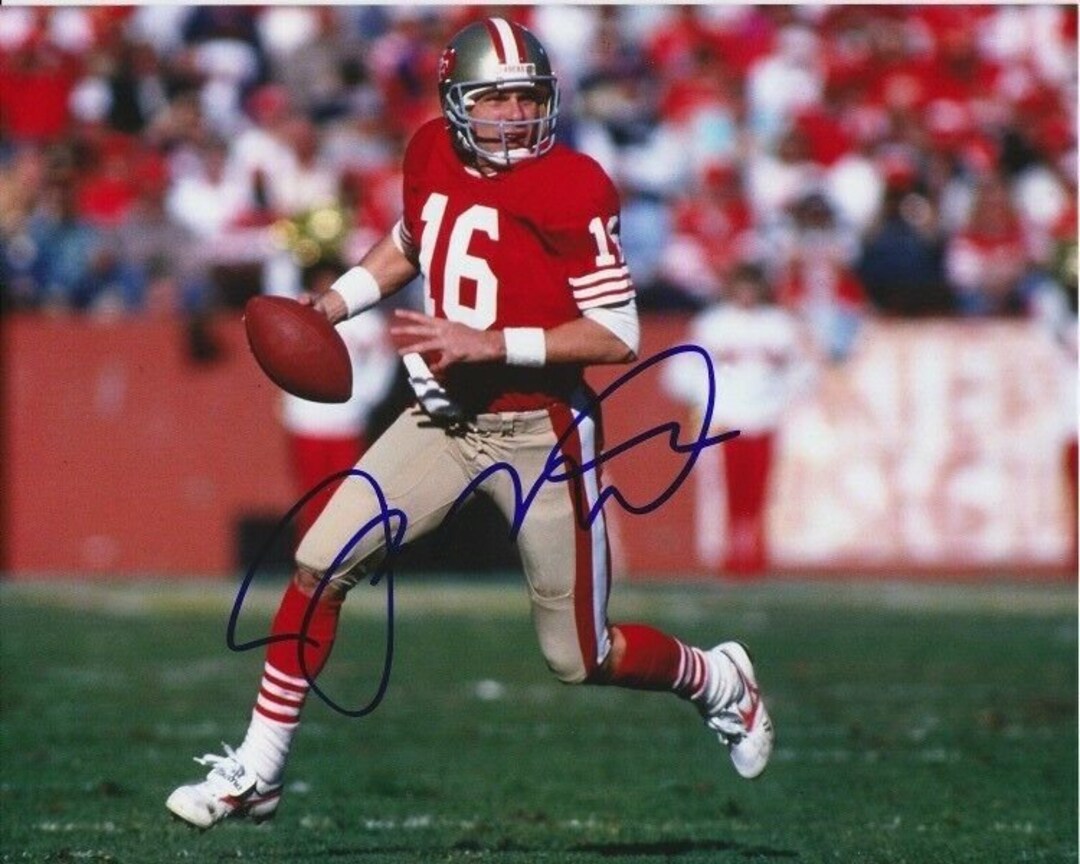 ジョー・モンタナのサイン入り 8x10 NFL サンフランシスコ 49ers 写真