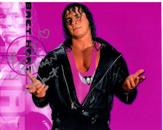 ブレット・ヒットマン・ハートのサイン入りWWEレスリング8x10写真
