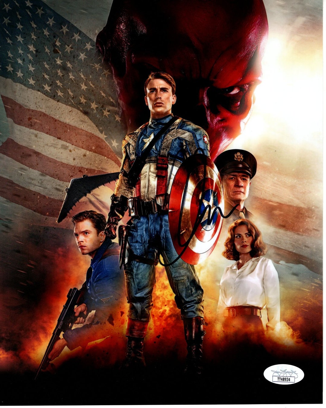 Chris Evans Signed 8x10 Avengers Captain America Photo JSA - Etsy