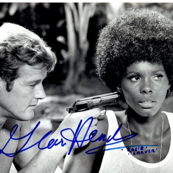 Gloria Hendry signed autographed 8x10 James Bond 007 Live and Let Die Rosie w/ Roger Moore photo