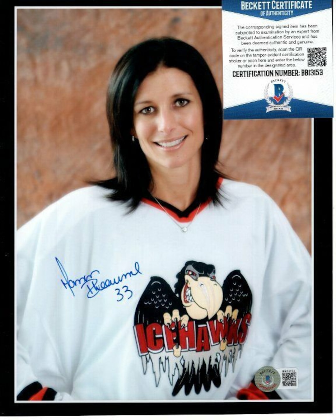 Manon Rheaume Signed 8x10 Ice Hawks Hockey Photo Beckett Bas - Etsy
