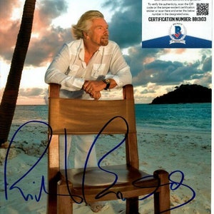 Richard Branson signed 8x10 photo beckett bas