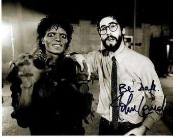 John Landis signed autographed w/ michael jackson thriller 8x10 photo