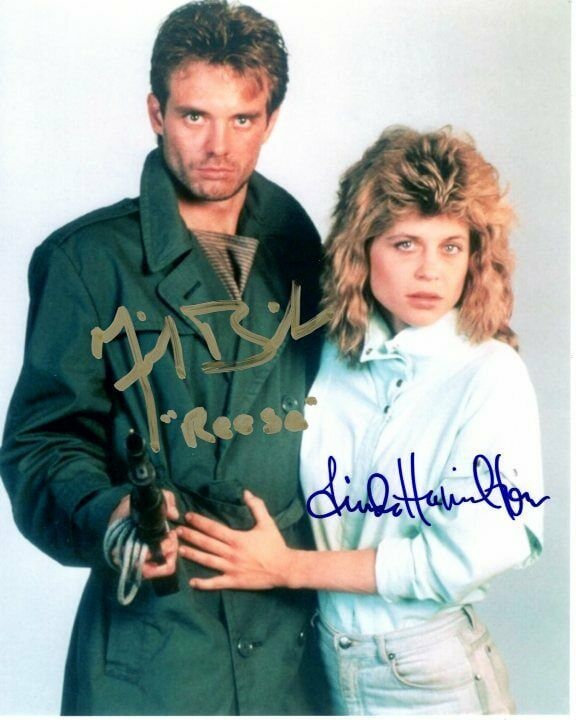 マイケル・ビーンとリンダ・ハミルトンがサインした8x10の