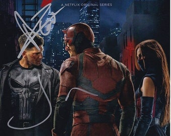 Charlie Cox and Jon Bernthal signed daredevil w/ elodie yung 8x10 photo