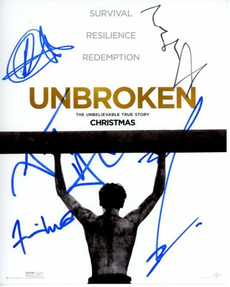 Unbroken Signed 8x10 Cast Photo Angelina Jolie Jack O'connell Garrett ...