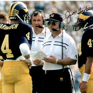 JIM HARBAUGH & JABRILL PEPPPERS SIGNED PHOTO 8X10 RP AUTO AUTOGRAPHED MICHIGAN 