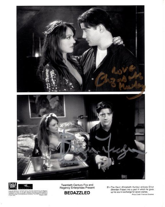 Brendan Fraser and Elizabeth Hurley Signed 8x10 Bedazzled Press