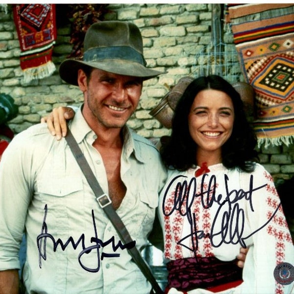 Harrison Ford and Karen Allen signed 8x10 Indiana Jones photo Beckett BAS LOA