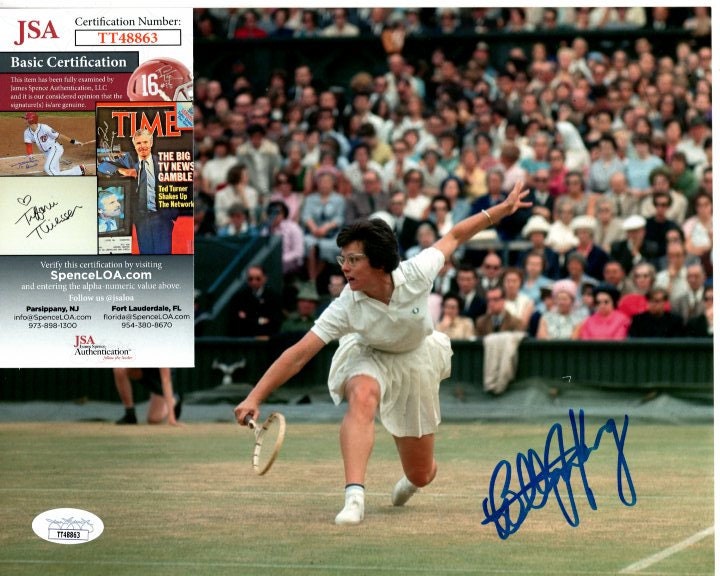 Billie Jean King Signed Autographed 8x10 Tennis Photo JSA - Etsy