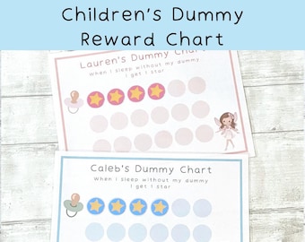 Children's Dummy Chart, Dummy Reward Chart, Personalised Chart, Dry Wipe Chart, Pastel Fairy Chart, Toddler Behaviour Chart, Dummy Fairy Bag