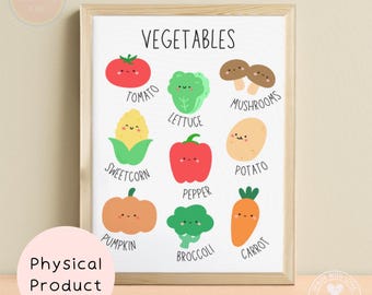 Vegetables Art Print, Happy Veggies Poster, Children's Bedroom, Educational Poster, Nursery Art, Playroom Prints, Veg Print, Kids Wall Art
