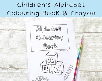 Alphabet Colouring Book and Crayon, Children's Alphabet Colouring Pages, Alphabet Colouring Booklet, Child's ABC Colouring, Kids Colouring