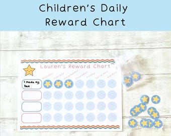 Children's Reward Chart, Blank Daily Reward Chart, Personalised Child's Behaviour Chart,  Dry Wipe Star Chart, Potty Training, UKCA Tested