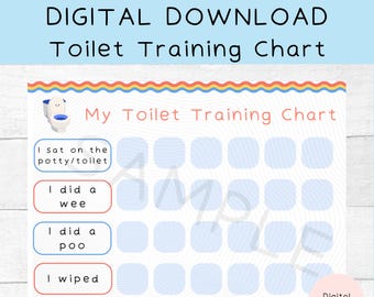 Printable Children's Toilet Training Chart, Potty Training Chart, Toddler Reward Chart, Digital Download, Downloadable PDF Kids Reward Chart