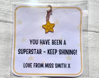 Star Keyring Charm Gift, Teacher End of Term Gift, Student Leaving Present, School Class Gift, Personalised Leavers Present