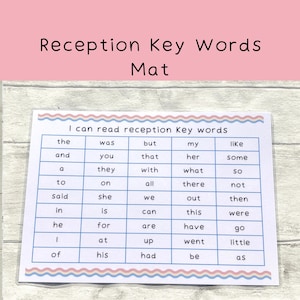 Reception Key Words Mat, Children's Tricky Words, Sight Words, EYFS Reception Learning, Reading Phonics, Common Exception Words, UKCA Tested
