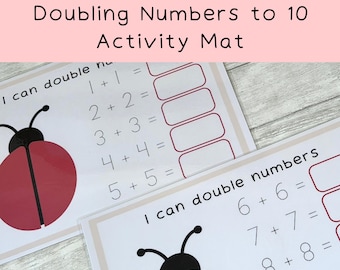 Maths Doubling Mat, Children's Maths Activity Mat, Doubing Numbers, Ladybird Doubles, Numeracy Learning, Addition, UKCA Tested