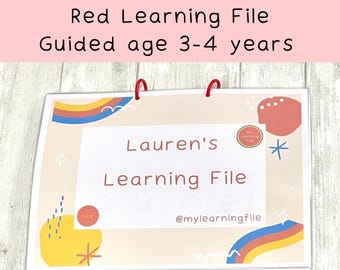 3-4 Years Children's Busy Book, Red Learning File, Personalised Activity Folder, Kids Educational Binder, EYFS Nursery School, UKCA Approved