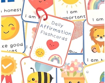 Daily Affirmation Flashcards, Children's Daily Affirmations, Positive Well Being, Mental Health Learning, Education, Kids Mindfulness