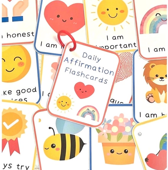 Daily Affirmation Flashcards, Children's Daily Affirmations, Positive Well Being, Mental Health Learning, Education, Kids Mindfulness