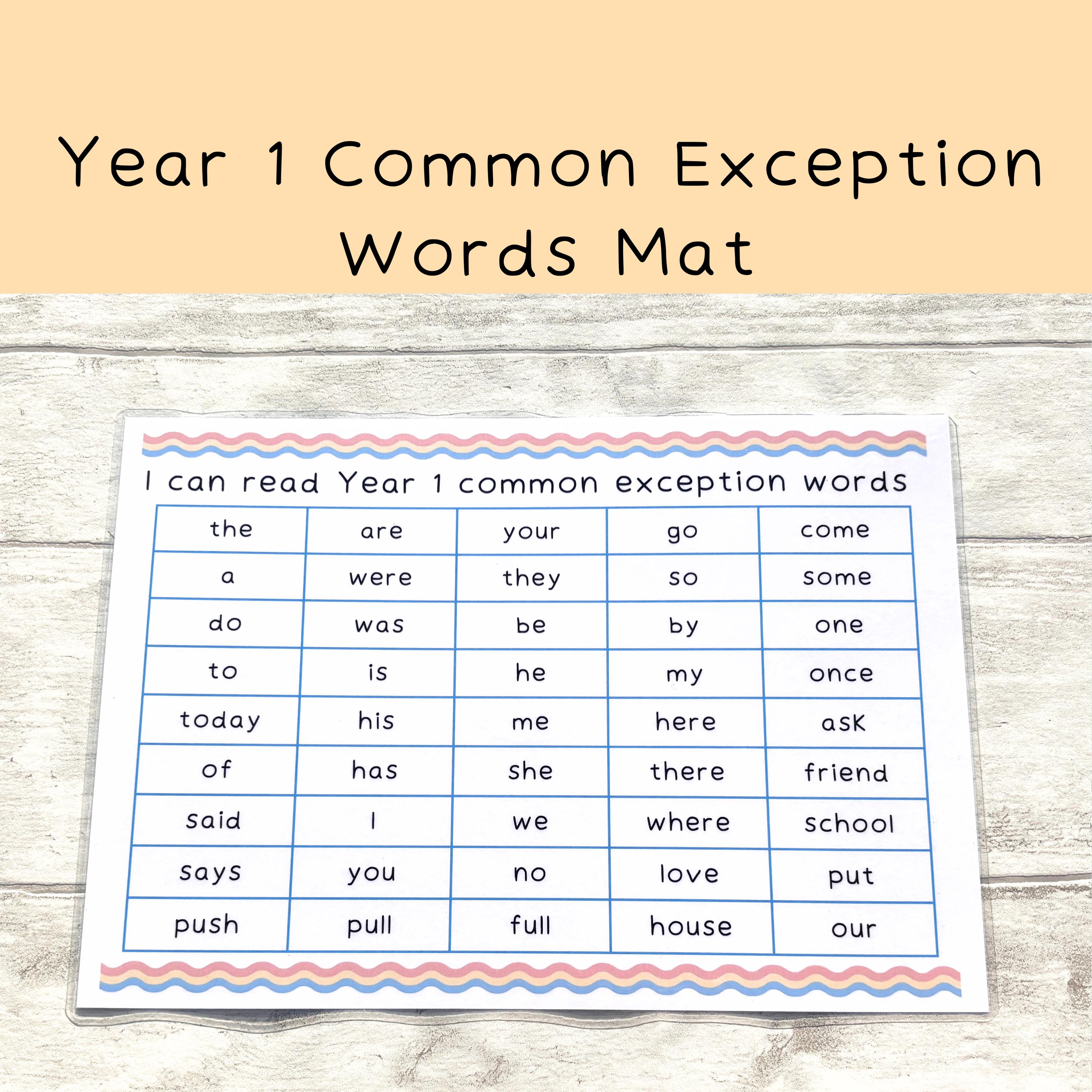 Year 1 Key Words Mat, Children's Tricky Words, Sight Words, Key Stage 1  Learning, Reading Phonics, Common Exception Words, UKCA Tested - Etsy, image size:3000x3000