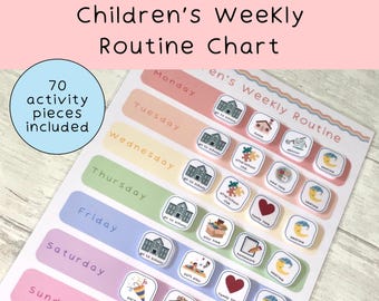 Children's Weekly Routine Chart, Kids Weekly Visual Schedule, Daily Routine Chart for Kids, Children's Planner Chart