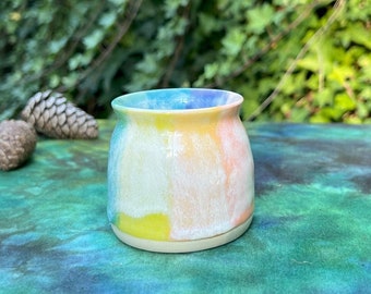 Pastel Rainbow Ceramic Vase ~ Handmade Australian Pottery ~ Wheel-thrown Ceramic Vessel