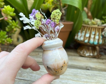 Tiny Handmade Ceramic Vase ~ Wheel Thrown Australian Pottery ~ Unique Shape Miniature Pot