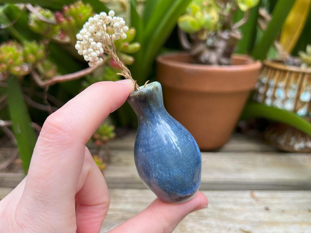 Tiny Handmade Ceramic Vase Wheel Thrown Australian Pottery Blue Purple ...