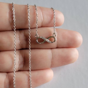 925 Sterling Silver CZ Mini Infinity Necklace,14k Gold Vermeil Small CZ Infinity Necklace, Tiny Infinity Necklace, Silver Infinity Charm-N33