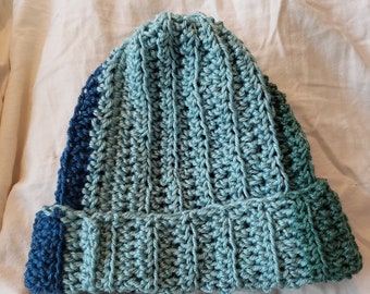 Blue Crochet Toque, Handmade, Gift