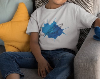 Shark, Youth, T-shirt, Watercolor, Line Drawing, Paint Splatter