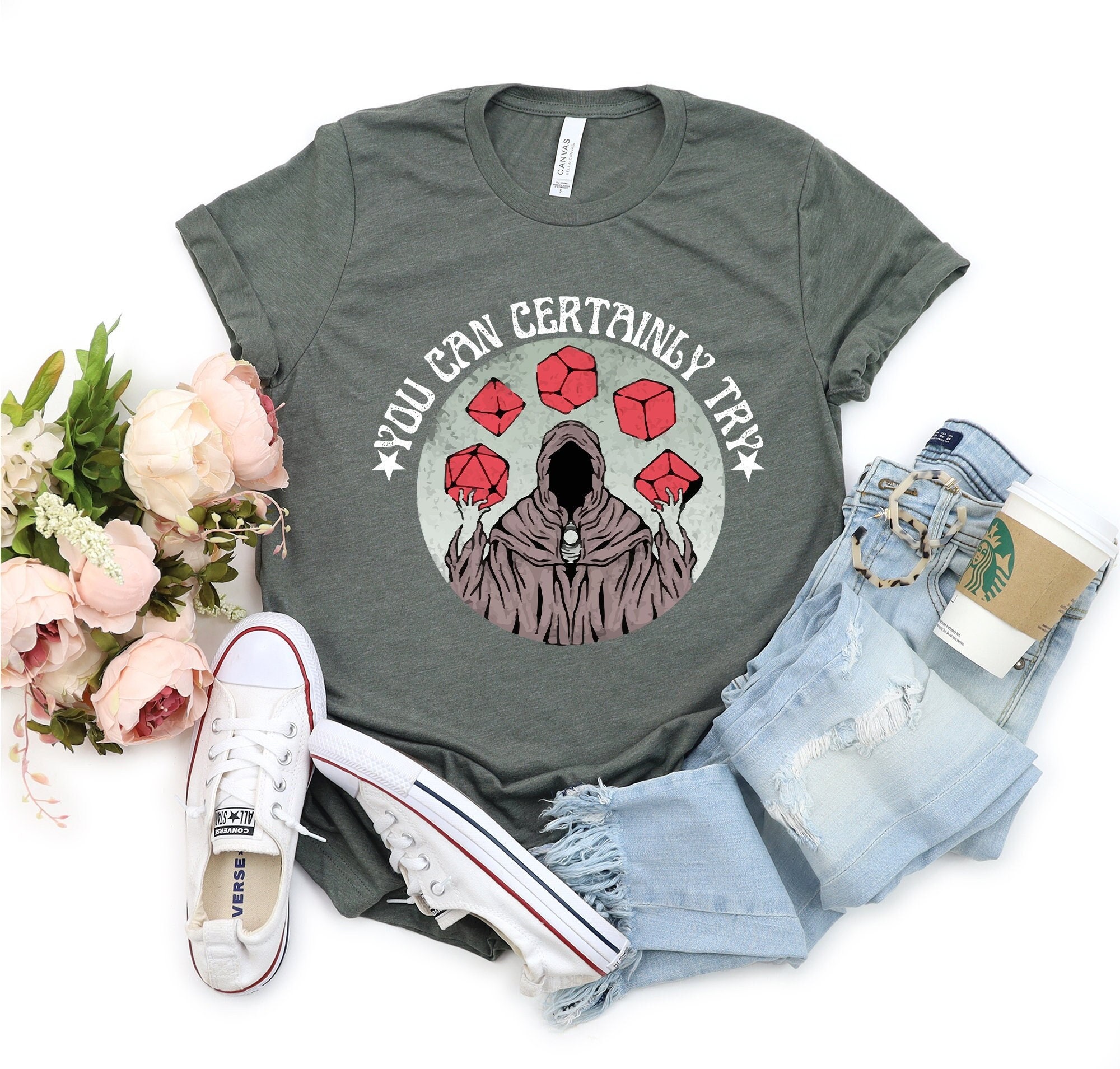Discover You Can Certainly Try T-Shirt, Dnd Gift, GM Shirt, DM Shirt, Dungeons and Dragons, Dice Tee
