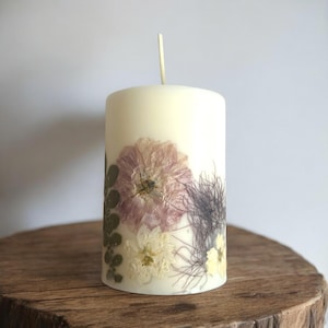 4.5&quot; Handcrafted Botanical flower candle pink and white flowers. Mother&#39;s Day, Birthday, Anniversary, Housewarming, Bridal FREE SHIPPING