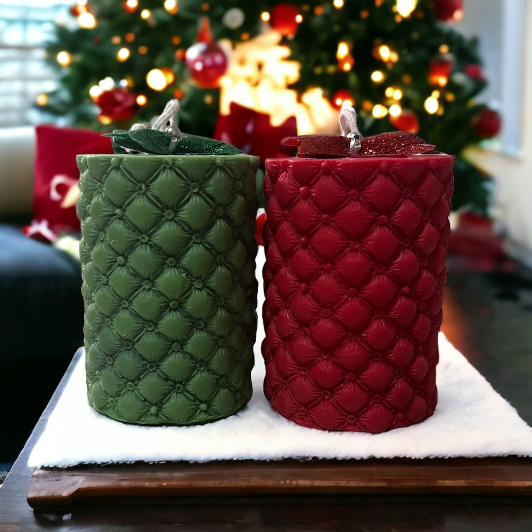 Beautiful Festive Christmas Candle Set in Red and Green Etsy